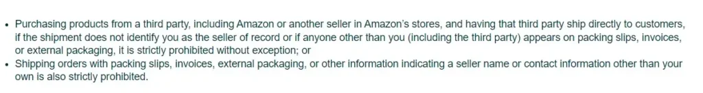 Amazon dropshipping policy