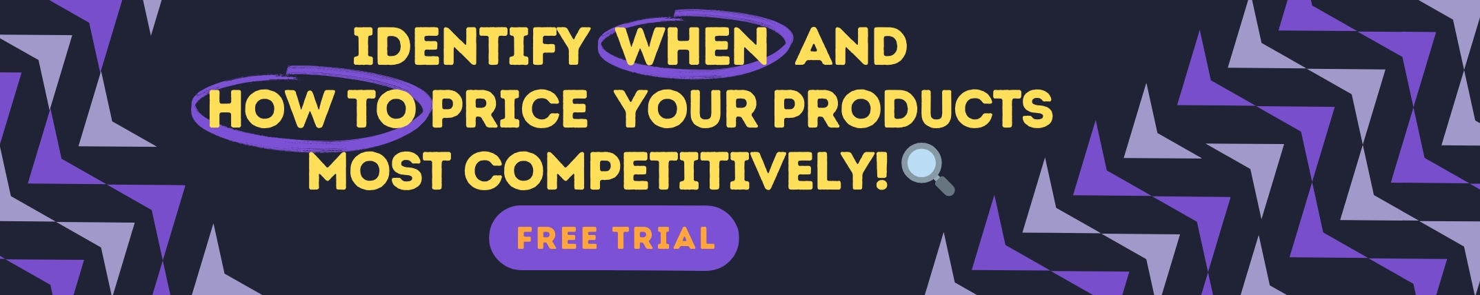 Prisync banner that says identify when and how to price your products