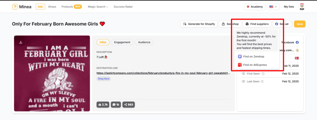 Find suppliers on Minea