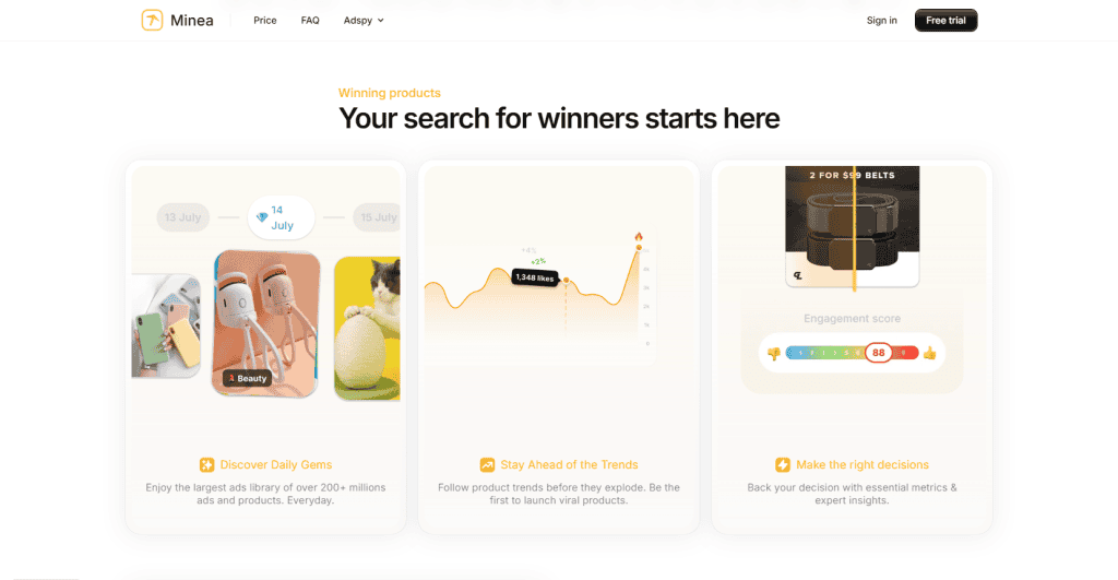 Minea product discovery