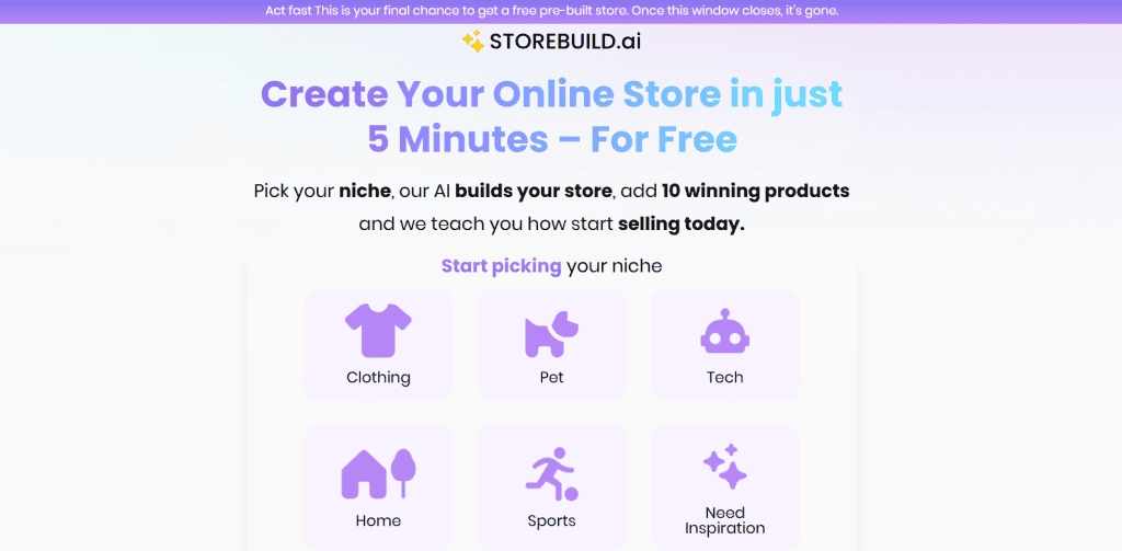 Storebuild.ai homepage